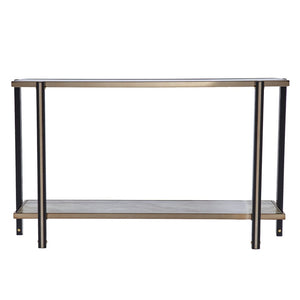 50" Smoky Black and Champagne Mirrored Glass Console Table With Shelf