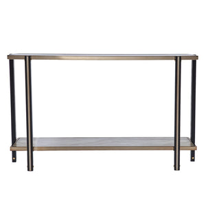 50" Smoky Black and Champagne Mirrored Glass Console Table With Shelf