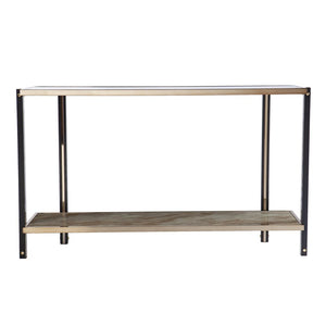 50" Smoky Black and Champagne Mirrored Glass Console Table With Shelf
