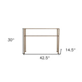 43" Clear and Gold Glass Console Table With Shelves
