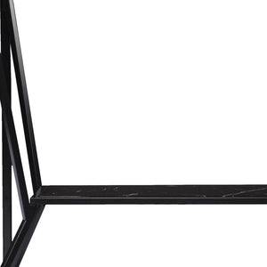 42" Black Glass and Metal A Frame Console Table With Shelf