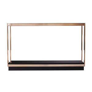 48" Clear Black and Champagne Glass Floor Shelf Console Table With Shelf
