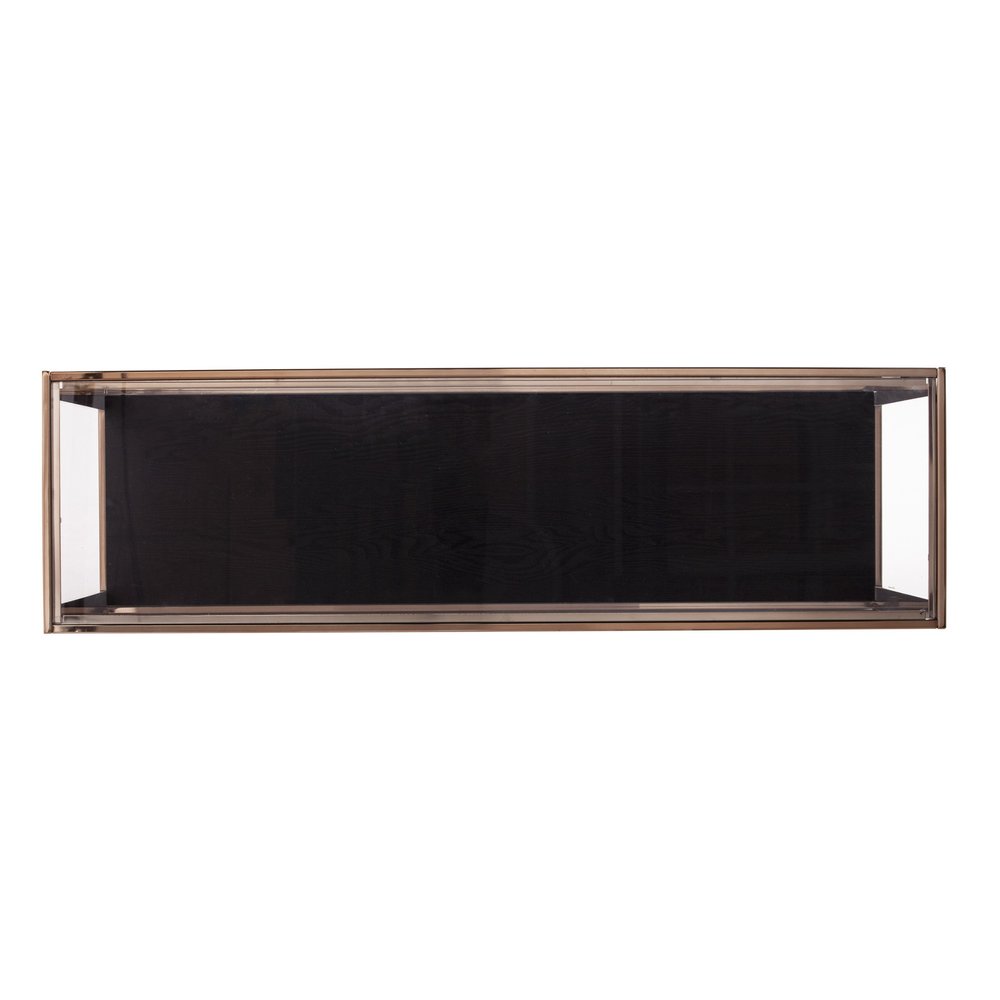 48" Clear Black and Champagne Glass Floor Shelf Console Table With Shelf