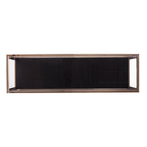 48" Clear Black and Champagne Glass Floor Shelf Console Table With Shelf