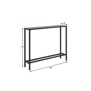 36" Black and Gunmetal Mirrored Glass Console Table