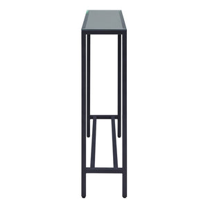 36" Black and Gunmetal Mirrored Glass Console Table