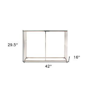 42" Clear and Gold Glass and Metal Frame Console Table