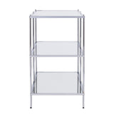 42" Clear and Silver Glass Mirrored Frame Console Table With Shelves