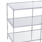 42" Clear and Silver Glass Mirrored Frame Console Table With Shelves