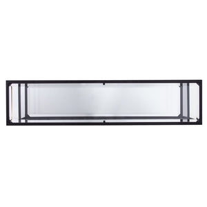 52" Clear and Black Glass Mirrored Sled Console Table With Shelves