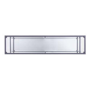 52" Clear and Silver Glass Sled Console Table With Shelves
