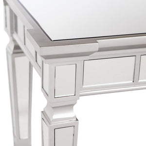 45" Silver Mirrored Glass and Wood Free Form Console Table