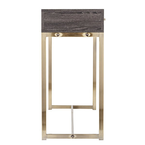 48" Gray and Gold Wood and Metal Frame Console Table With Drawer