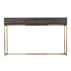 48" Gray and Gold Wood and Metal Frame Console Table With Drawer