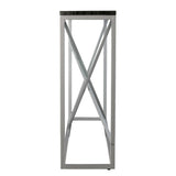 52" Black and Silver Faux Stone Frame Console Table
