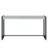 54" White and Black Distressed Sled Console Table
