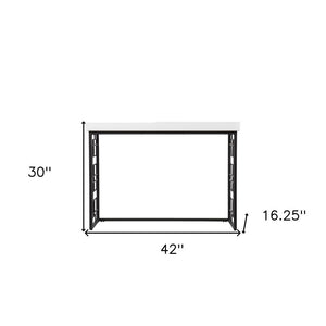 42" White and Black Glass Sled Console Table