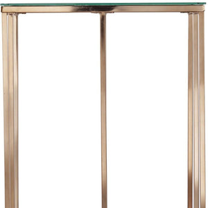 24" Champagne Glass And Iron Square End Table
