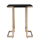 24" Black Geometric Metal Square End Table