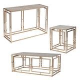 23" Champagne Glass And Iron Square End Table