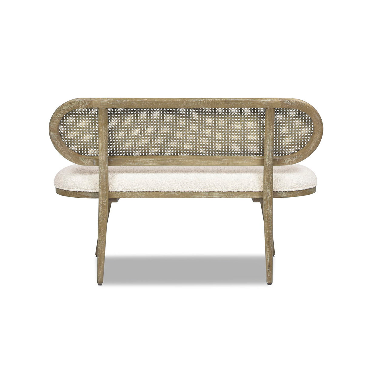 Havana - Cane Upholstered Bench Settee - Ivory White by Couch.com