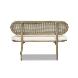 Havana - Cane Upholstered Bench Settee - Ivory White by Couch.com
