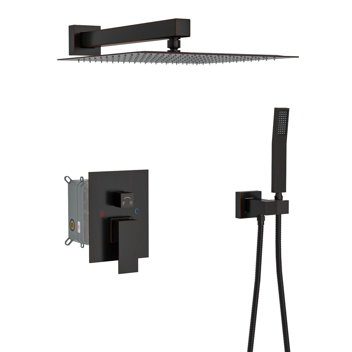 Dual Shower Head 10" Wall Mounted Square Shower System