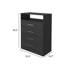 31" Black Wood Four Drawer Dresser