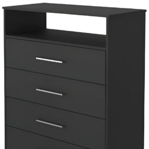 31" Black Wood Four Drawer Dresser