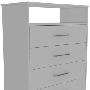 Modern White Four Drawer Dresser with Hutch