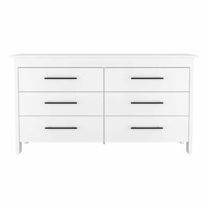 59" White Six Drawer Double Dresser
