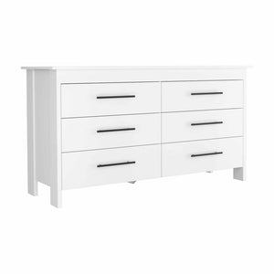 59" White Six Drawer Double Dresser