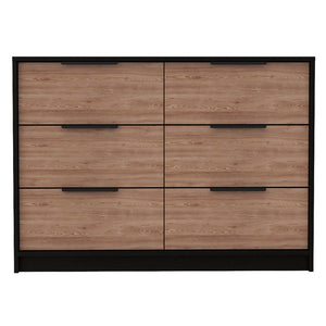42" Brown And Black Wood Four Drawer Dresser