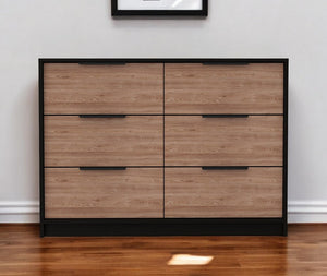 42" Brown and Black Four Drawer Dresser