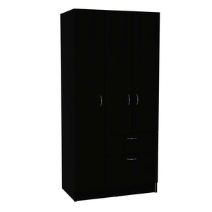 67" Black And White Wood Three Door Single Drawer Combo Dresser