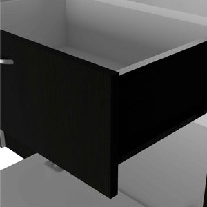 67" Black And White Wood Three Door Single Drawer Combo Dresser