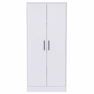 71" White Wood Two Door Single Drawer Combo Dresser