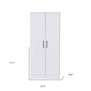 71" White Wood Two Door Single Drawer Combo Dresser