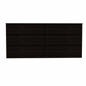 60" Black Wood Six Drawer Double Dresser