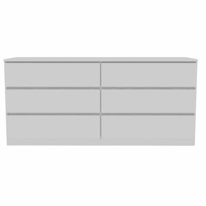 60" White Wood Six Drawer Double Dresser