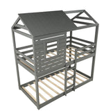 Gray Twin Over Twin Bunk Bed with Roof