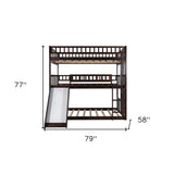 Espresso Full Over Full Over Full Contemporary Bunk Bed With Slide