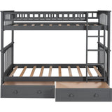 Twin over Twin Bunk Bed Drawers Convertible Beds Gray