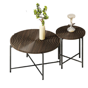 Coffee And End Table Set Waterproof Cover, Distressed Cylindrical Design, Legs Classic Rustic Charm (Set of 2) by Couch.com