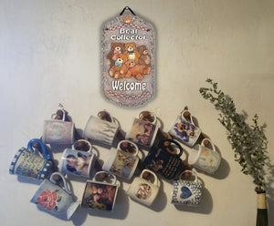 13" X 8" Gray Brown And Cream Bear Welcome Resin Wall Decor