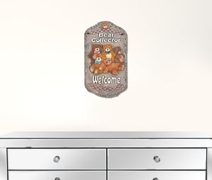 13" X 8" Gray Brown And Cream Bear Welcome Resin Wall Decor