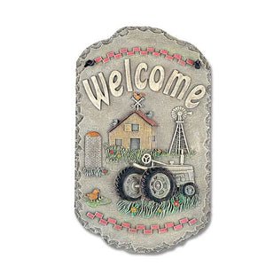 13" X 8" Gray And Beige Polyresin Welcome Sign Wall Decor