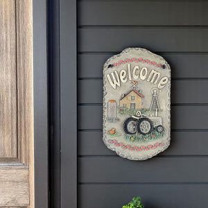 13" X 8" Gray And Beige Polyresin Welcome Sign Wall Decor