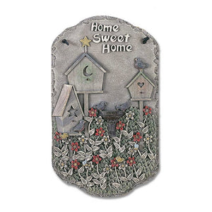13" X 8" Gray And Ivory Bird Home Sweet Home Polyresin Wall Decor