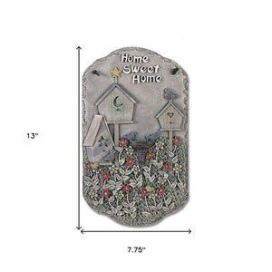 13" X 8" Gray And Ivory Bird Home Sweet Home Polyresin Wall Decor